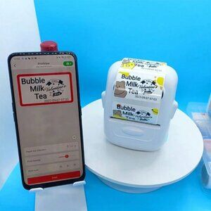 White P50 label machine, mini thermal sticker barcode label printer without ink